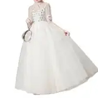 LEZONKIDS - Summer Elegant High quality beading Puff Sequin Tulle evening girls dresses for party